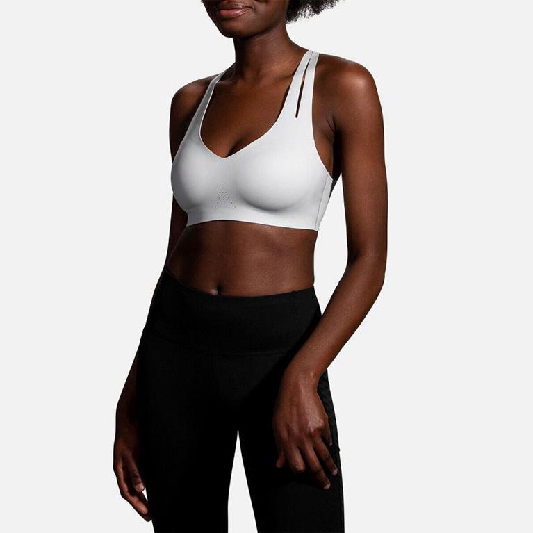 Brooks Dare Strappy Run Running Bra - Women's - White (12863-OAJM)